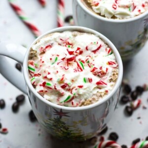 An image of a mug of peppermint mocha coffee.