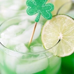 An image of a of shamrock sour drink in a glass.
