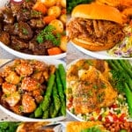 A group of quick and easy Instant Pot recipes like teriyaki chicken and pulled pork.