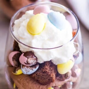 An image of a mini eggs brownie parfait.