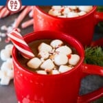 This peppermint hot chocolate recipe is rich homemade hot cocoa with a hint of mint flavor.