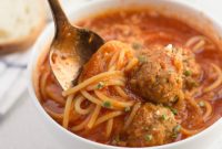 Hearty Meatball and Spaghetti Noodle Soup