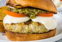 Basil Pesto Chicken Burgers