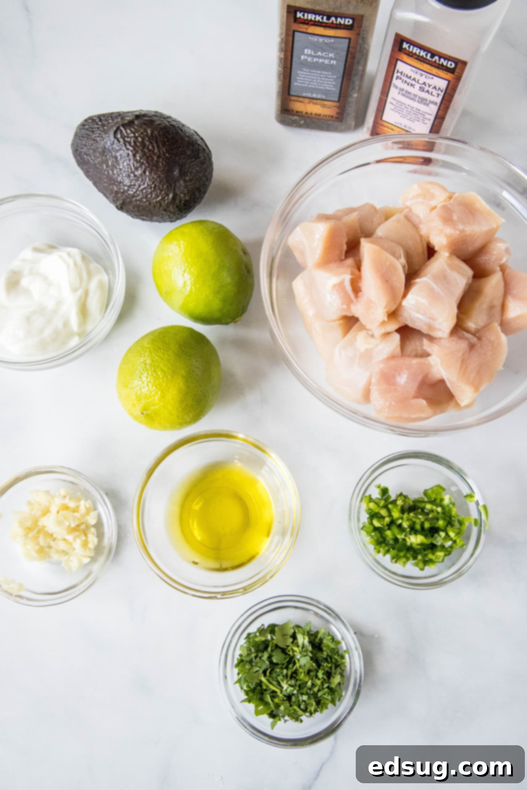 Ingredients for cilantro lime chicken.