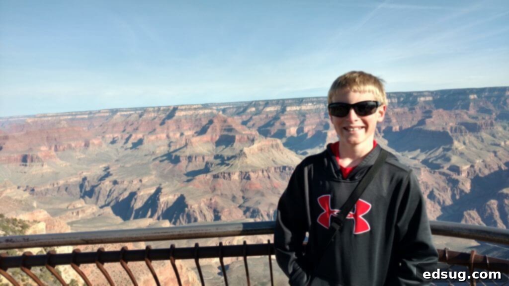 Grand Canyon National Park, a majestic stop on a family road trip from Colorado to Phoenix, showcasing natural beauty.