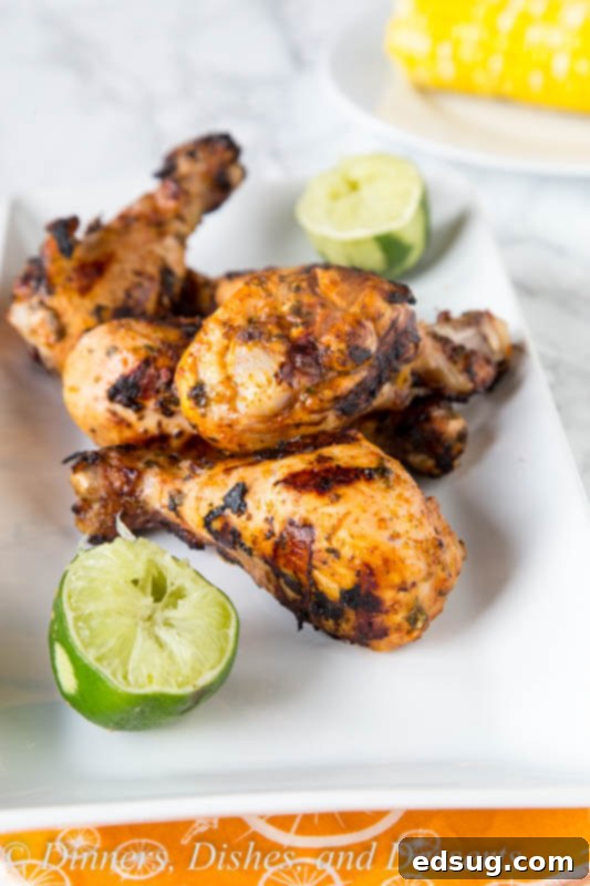 Zesty Chili Lime Grilled Chicken Drumsticks 2 A plate of food, with Chili Lime Grilled Chicken Drumsticks
