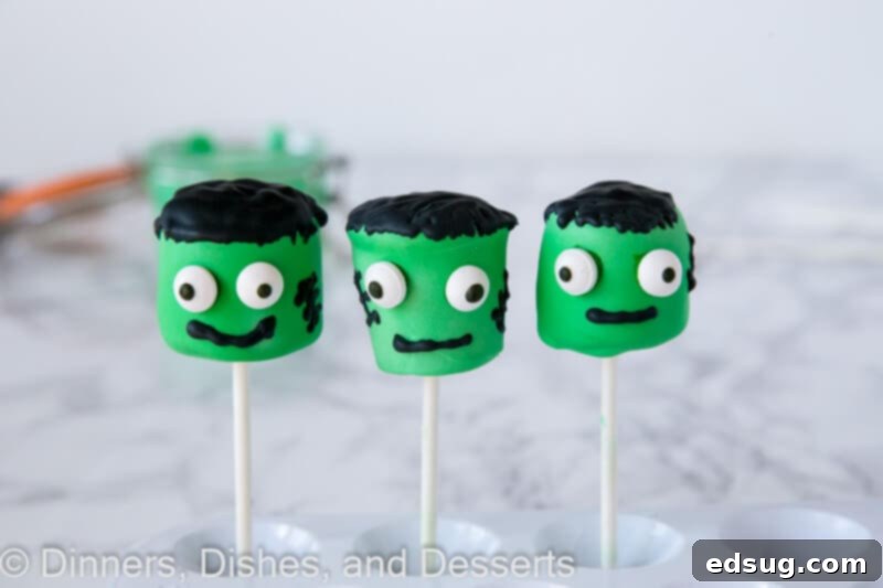 Franken Mallow Treats 3 frankenstein marshmallows - ingredients for a fun Halloween snack