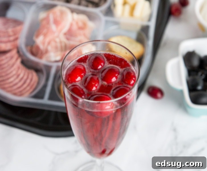 Cranberry Mimosas, a super simple, sweet, tart, and delicious holiday party cocktail.