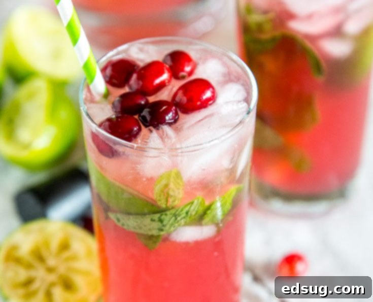 Cranberry Mojitos, a fun and festive twist on a classic mojito for the holidays.