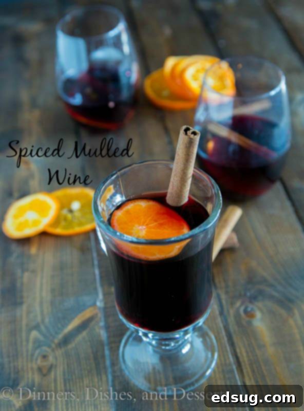 Spiced Mulled Wine, a fragrant winter favorite with warm spices and orange.
