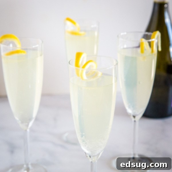 French 75 Cocktail, a refreshing, citrusy, and sparkling gin drink for special occasions.