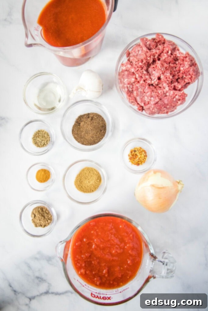 ingredients for no bean chili