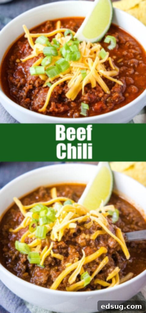 close up beef chili for pintrest