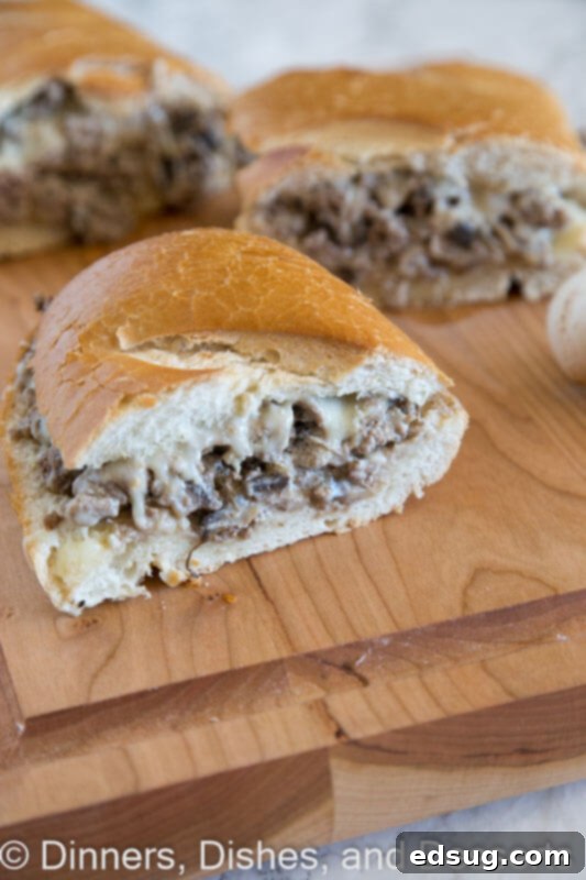 Beef Stroganoff Stuffed bread on a board