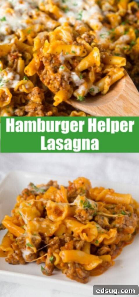 A top-down view of a delicious skillet lasagna pasta dish, generously topped with melted cheese and fresh basil leaves.