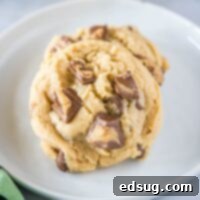 Square image of peanut butter cup cookies, perfect for a recipe card visual.