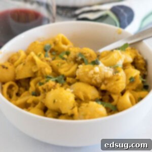 Pumpkin Pasta 8 close up pumpkin pasta in a bowl