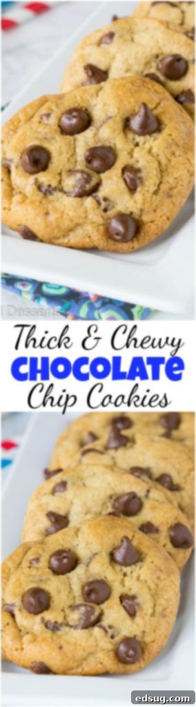 Thick and chewy chocolate chip cookies collage with close-ups of texture