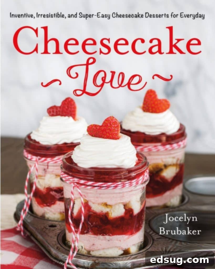 Jocelyn's cookbook titled 'Cheesecake Love' resting open, inviting readers to explore delicious recipes.