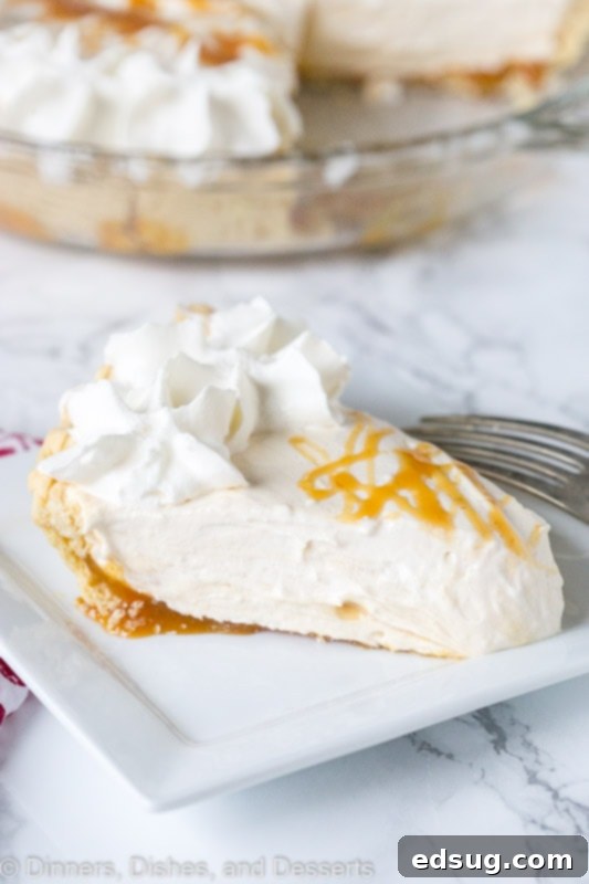 Vanilla Caramel Pie - starts out like a cream cheese pie, but gets even better with all that caramel!