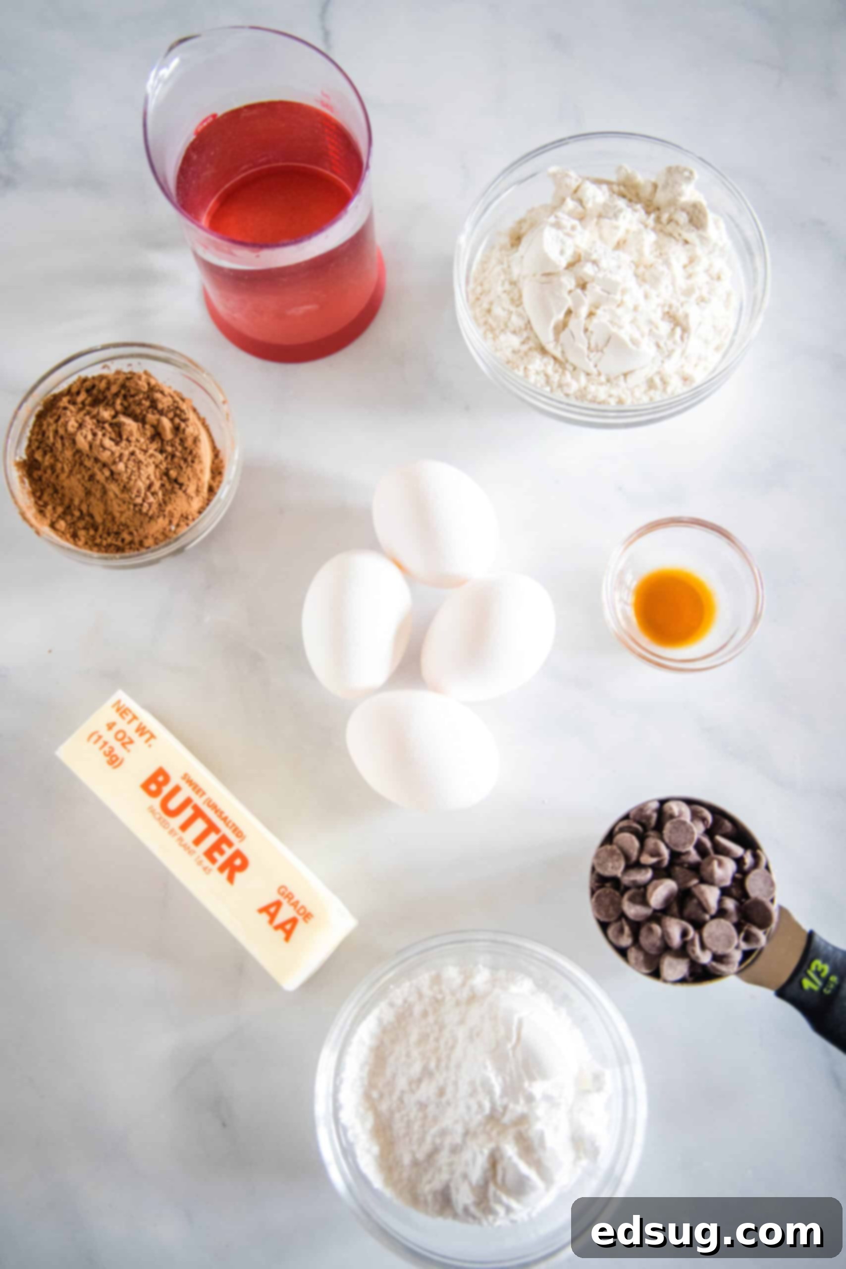 Ingredients for chocolate cream puffs.