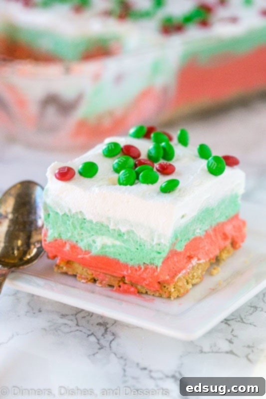 Christmas Lasagna Dessert Recipe - a creamy layered festive dessert that will impress at all your holiday get togethers. 