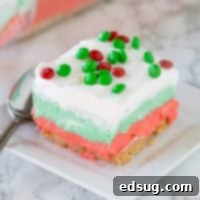 red white and green christmas lasagna on a plate