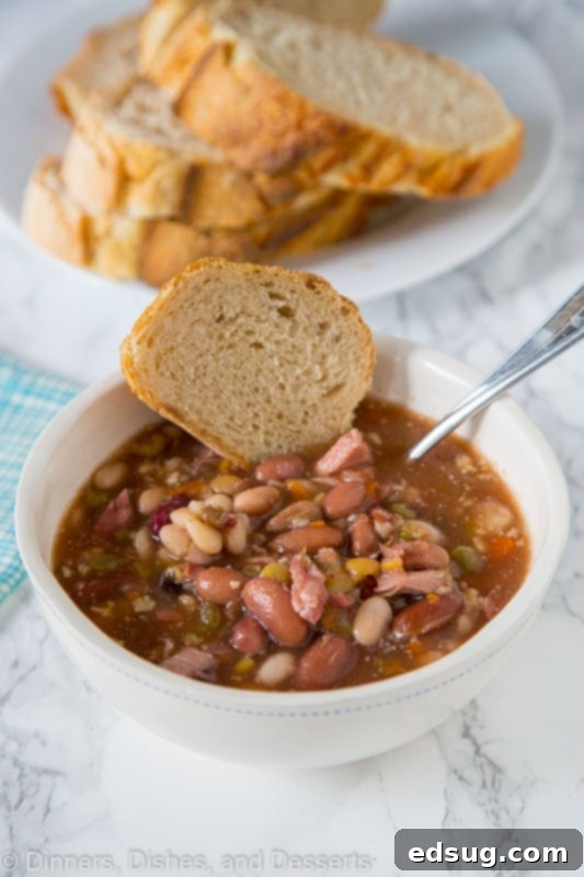 A hearty and comforting bowl of Ham and Bean Soup, perfect for cold nights.