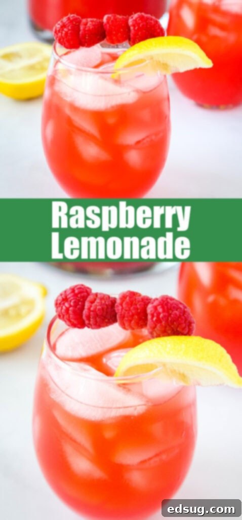 raspberry lemonade in a glass with ice close up