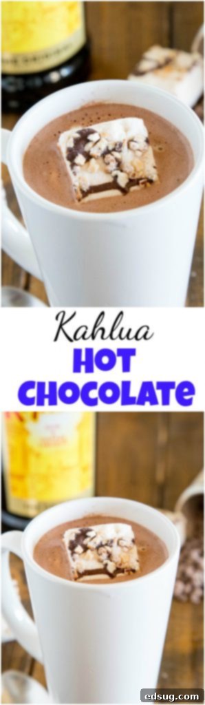 Kahlua Hot Chocolate - warm up with this easy homemade hot chocolate that is spiked with Kahula! Perfect after a day on the slopes or just because you want a special treat! #drinks #goodcall #kahlua #drink #recipe #hotchocolate #spikedhotchocolate #alcohol #cocktail #drinkup