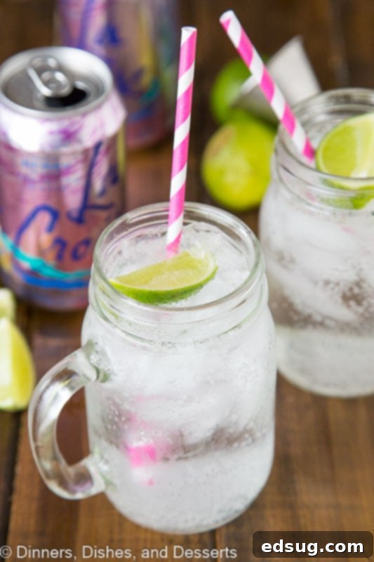 Vodka and Soda with Berry La Croix and a lime wedge