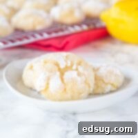 Lemon Crinkle Cookies - Made from scratch lemon cookies that are sweet and slightly tart. Super soft on the inside with slightly crispy edges.