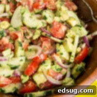 Garden Fresh Tomato Cucumber Medley 6 Cucumber Tomato Salad - Easy summer salads are the perfect side dish and great for potlucks. This cucumber salad is full of cucumbers, tomatoes, onions, and avocado tossed with a light vinaigrette dressing.