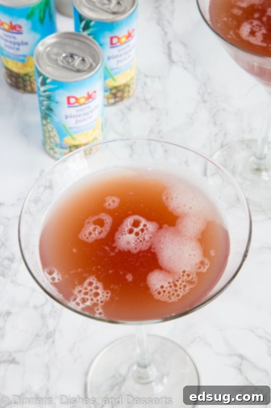 Martini glass filled with a fresh French Martini