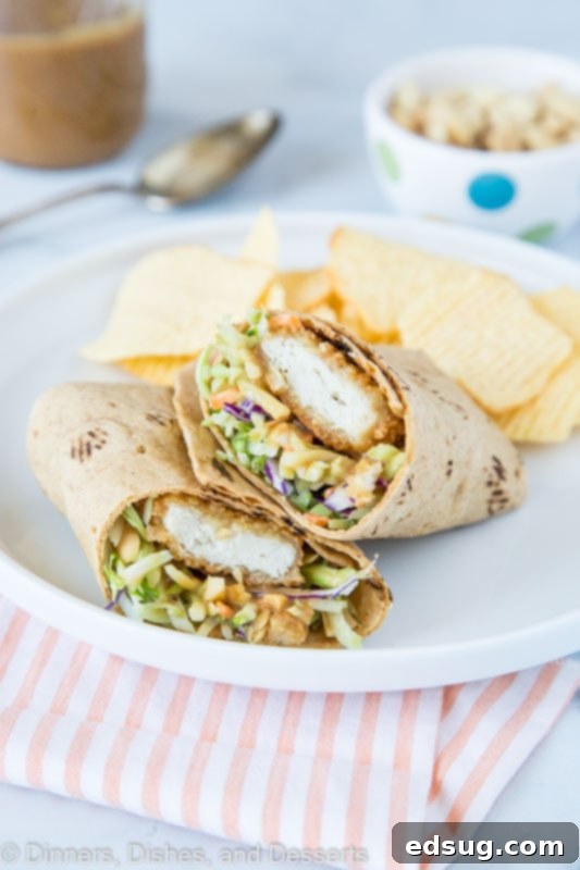 thai peanut sauce with asian chicken wrap