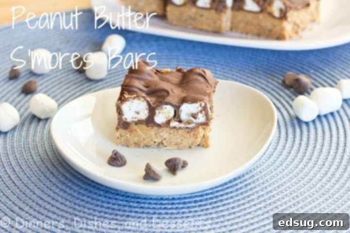 Delicious No-Bake Peanut Butter S'mores Bars stacked high