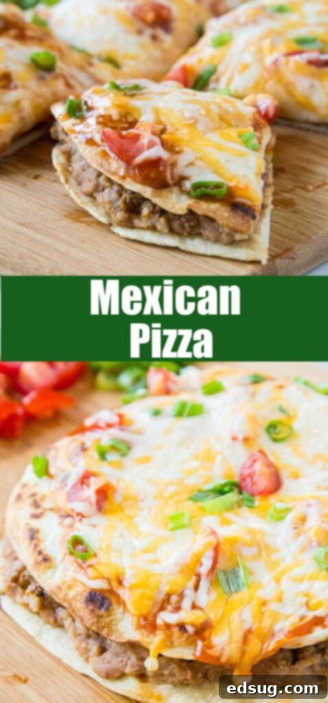 Close up of a slice of homemade Taco Bell Mexican Pizza, showing crispy layers and melted cheese.