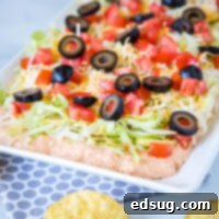 A tray of taco dip