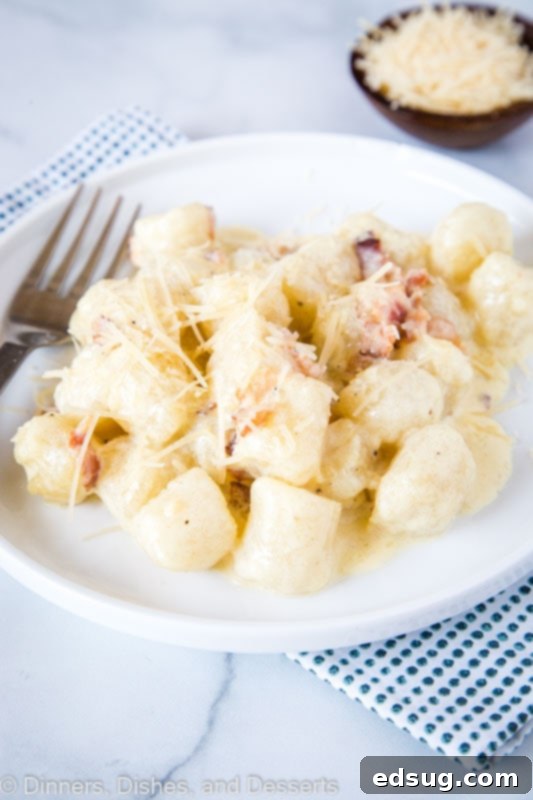 Cauliflower Gnocchi Carbonara is a quick, easy, and healthy dinner that you can enjoy without guilt, especially when managing dietary needs for arthritis.