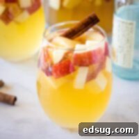 close up glass of white fall sangria