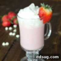 A small image of strawberry hot chocolate in a cup.