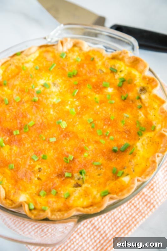 Light and fluffy quiche recipe with breakfast sausage