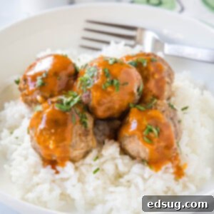 Resourceful Kitchen Creations 24 Porcupine Meatballs served over a bed of white rice in a bowl with a fork, a flavorful and budget-friendly meal.