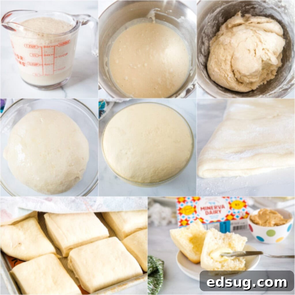 collage of step by step photos for making rolls