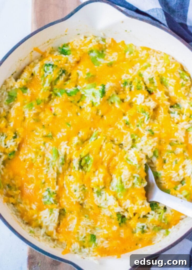 Cheesy Broccoli Rice Casserole 3 dish of cheesy broccoli rice with spoon