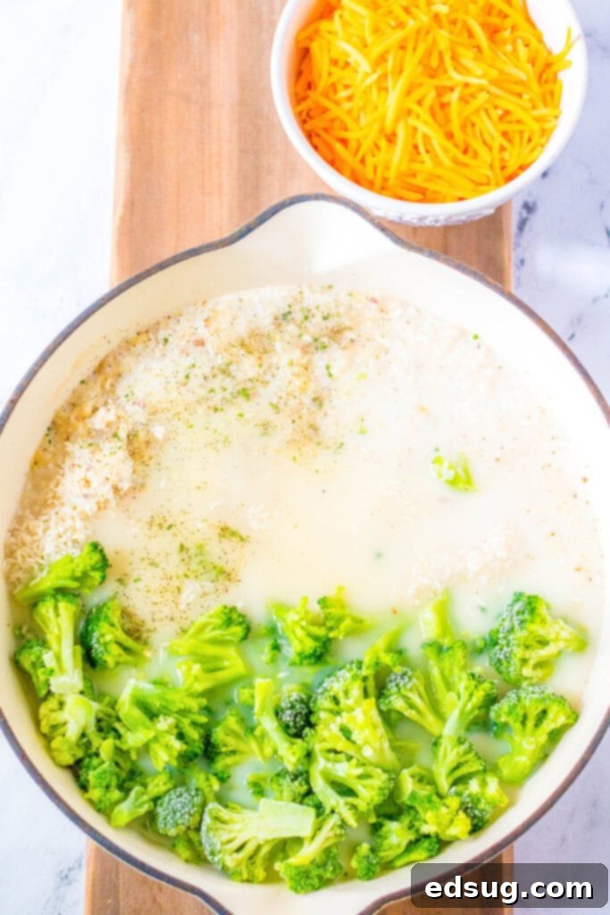 Cheesy Broccoli Rice Casserole 4 broccoli rice casserole in process of being cooked