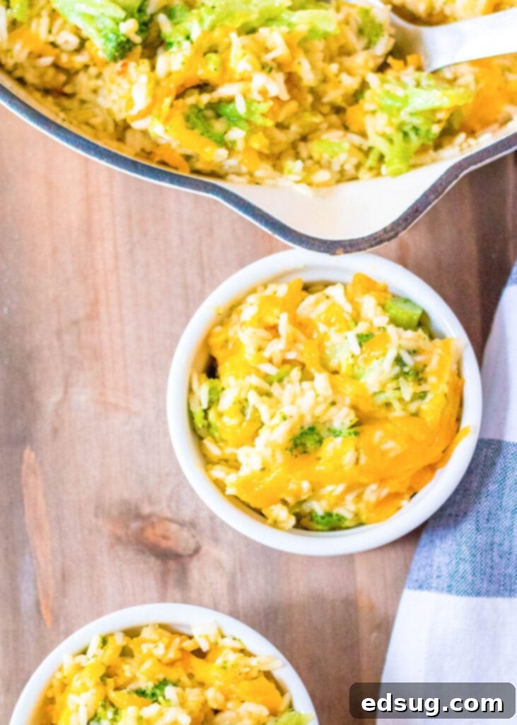 Cheesy Broccoli Rice Casserole 6 broccoli rice in bowls