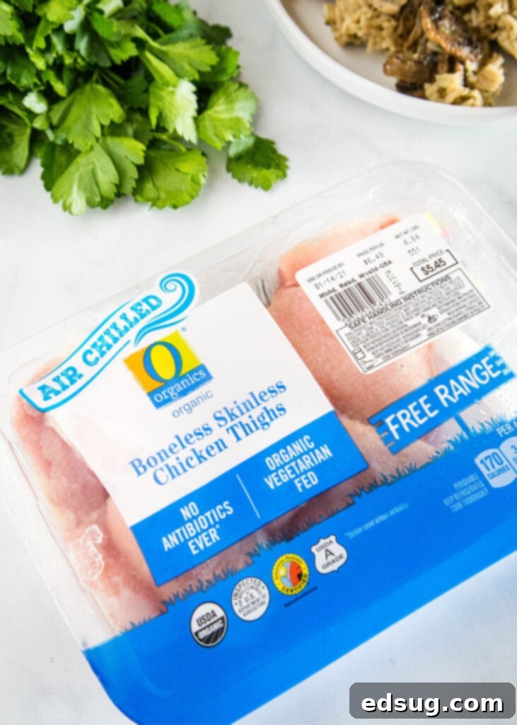 O organics pack of chicken thighs