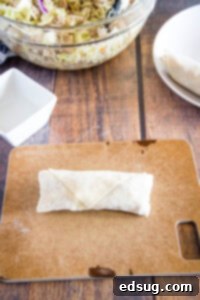 roll up to finish the egg roll