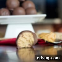 Peanut Butter Chocolate Balls on a table, styled for a recipe card